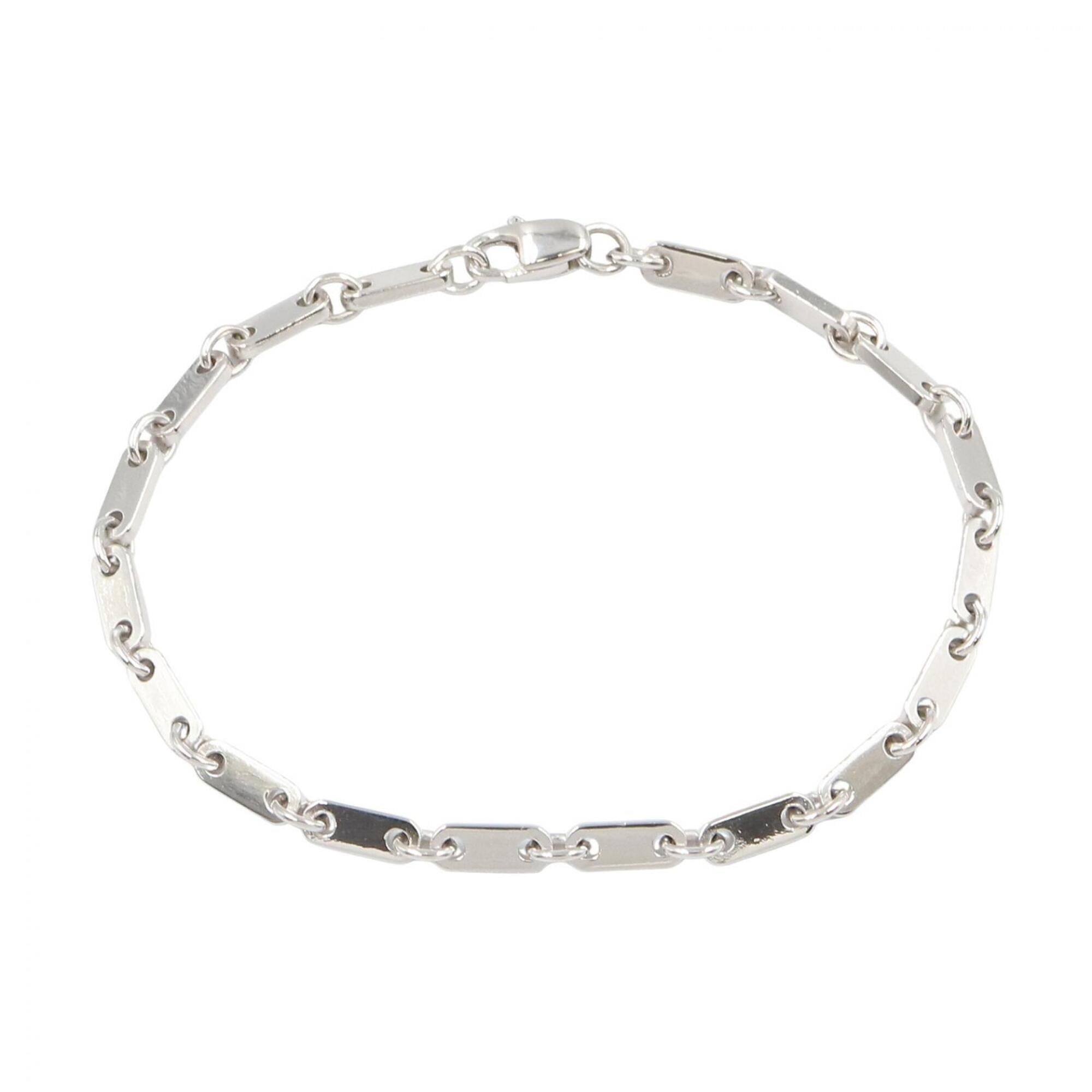Cartier Figaro Bracelet, 18K White Gold (WG), Silver Tone, for Men and Women.