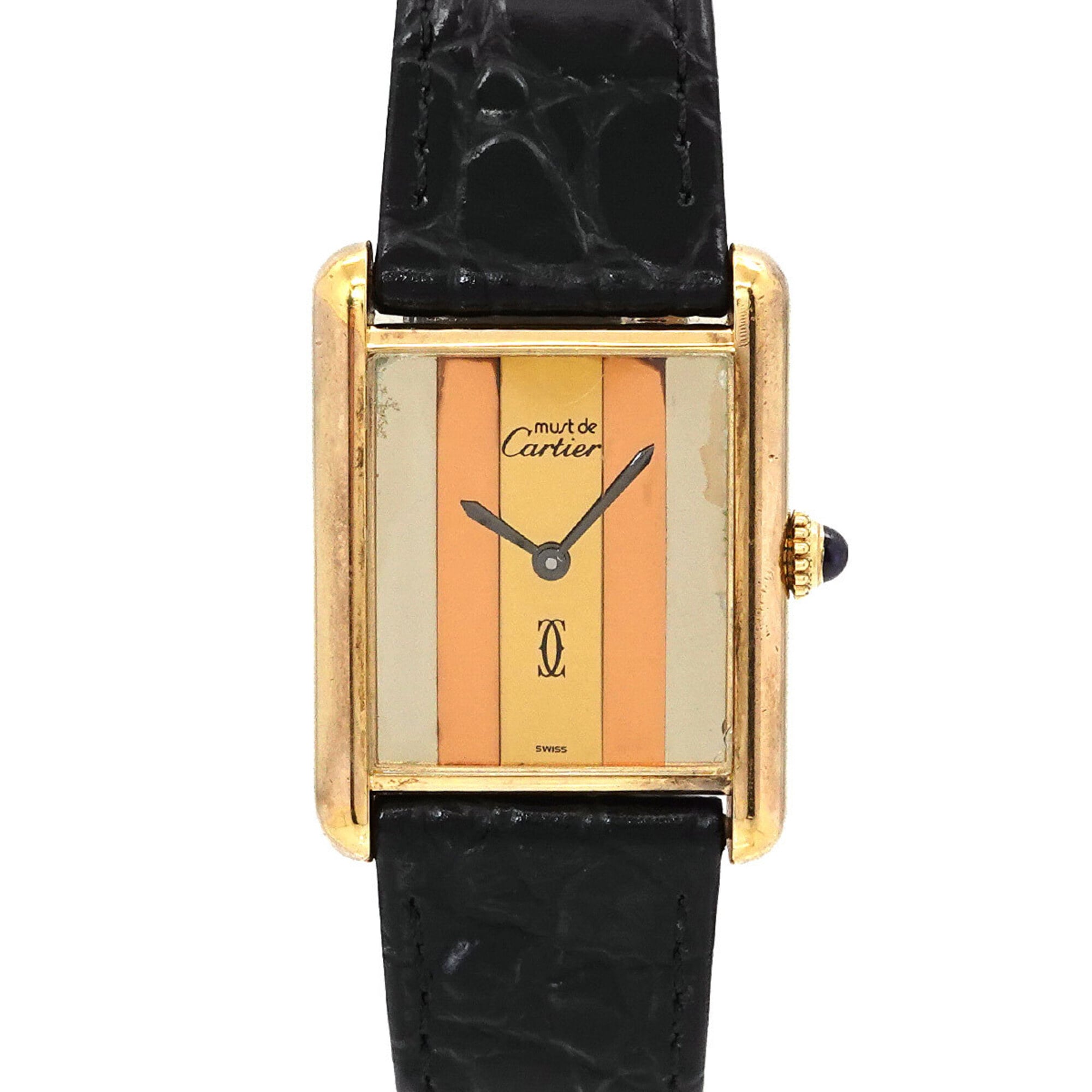 Cartier Must Tank Vermeil Trinity Ladies Watch, 3 Colors, SV925, Manual Winding Watch