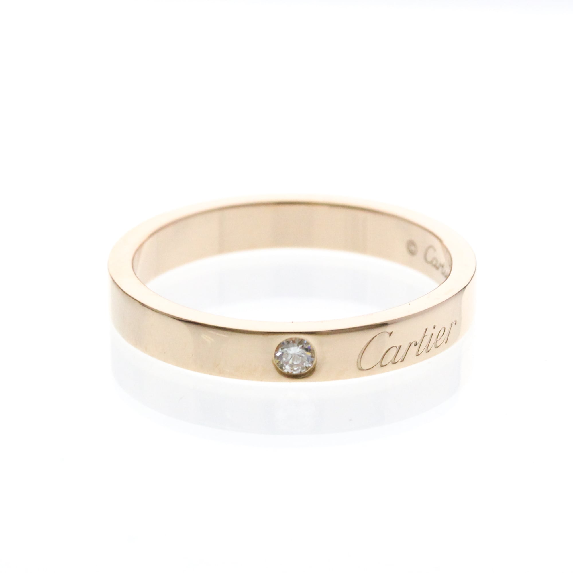Cartier C De Cartier Ring With 1 Diamond Pink Gold (18K) Fashion Diamond Band Ring Pink Gold