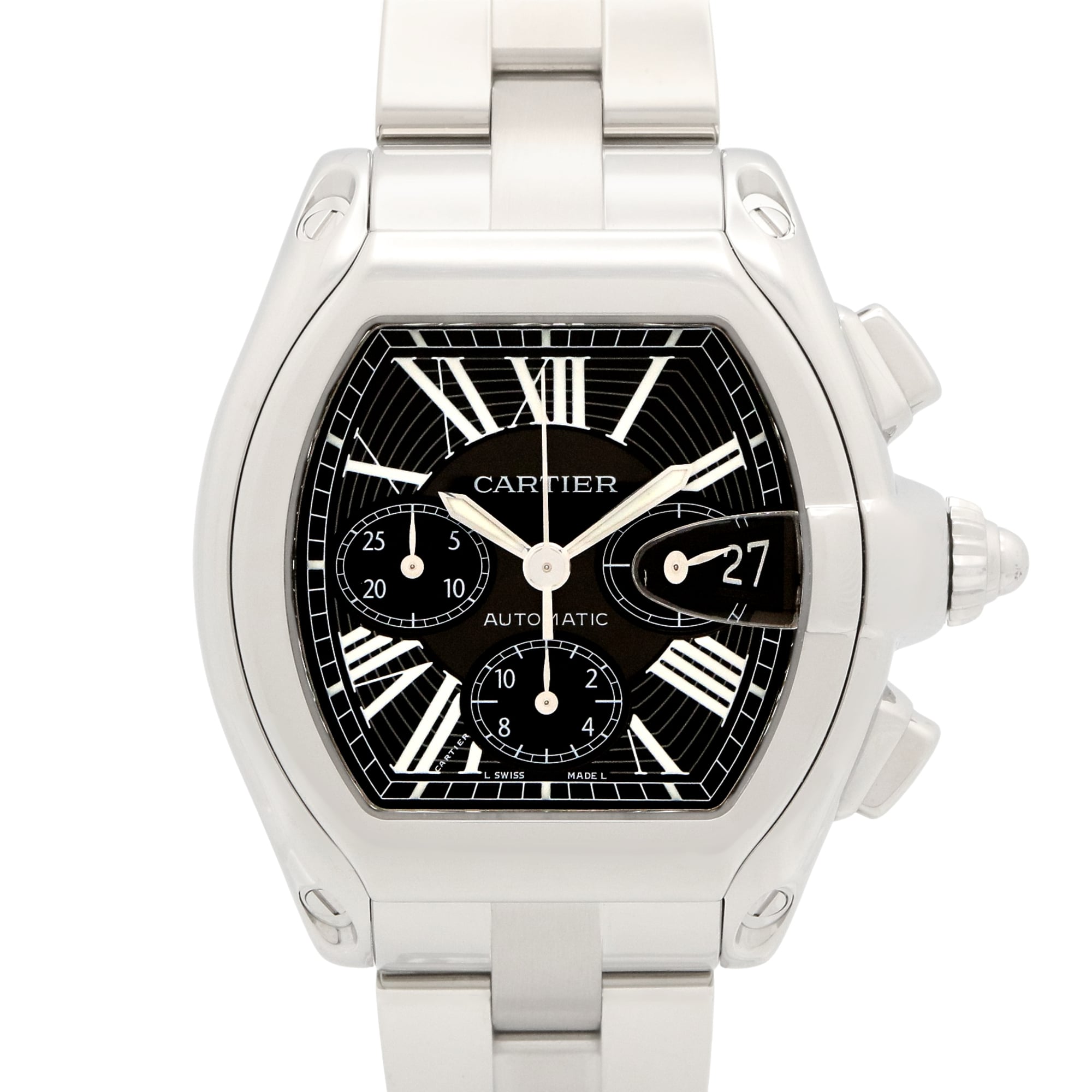 Cartier Roadster Chronograph XL Watch, Stainless Steel, Men\'s, Black (W62020X6)