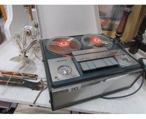 A reel to reel tape recorder