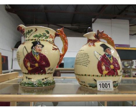 2 Crown Devon musical hunting jugs