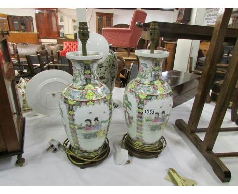 A pair of Oriental table lamp bases