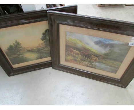 A Highland cattle print and one other