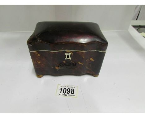 A tortoise shell tea caddy, a/f