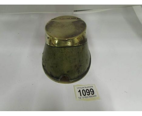 A taxidermy horse hoof inkwell by P Spicer & sons, Leamington marked 'Chana' and dated 1915