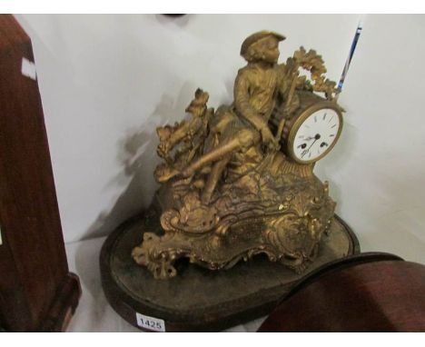 A Spelter mantel clock