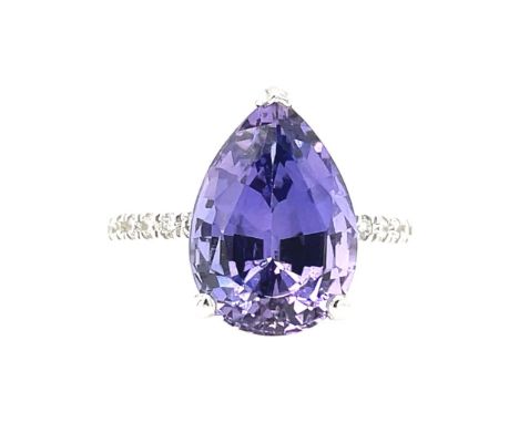 14K WHITE GOLD 4.60G LAB GROWN TANZANITE &amp; NATURAL DIAMOND RING 8.38 + 0.27 CT CERTIFICATION NONE - RNG20308