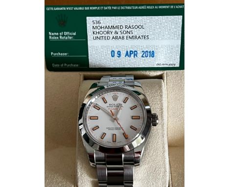 Brand        Rolex Model        Milgauss Reference number        116400 Movement        Automatic Case material        Steel 