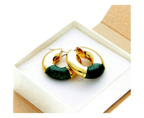 Yellow gold earrings with decorative enamel, Manufacture: Italian, Metal: 750/1000 yellow gold, Weight: 13.2 grams, Length: 2