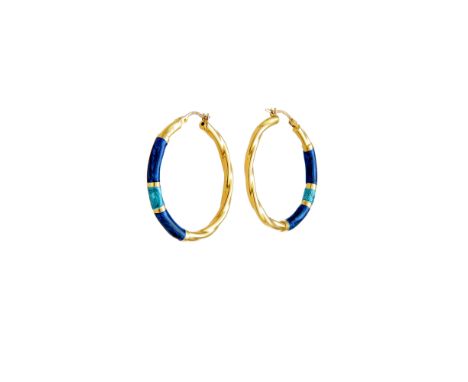 Pair of yellow gold enamel earrings, Manufacture: Italian, Metal: 750/1000 yellow gold, Weight: 5.4 grams, Diameter: 3.5 cm |