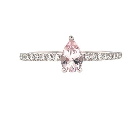 14K WHITE GOLD 1.82G DIAMOND &amp; MORGANITE RING 0.30 CT 0.16 CTF/VS CERTIFICATION NONE - A605