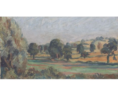 Attributed to ROBERT MEDLEY, R. A. (1905-1994). A rural landscape with trees to the fore &amp; hills beyond.  Unsigned &amp; 