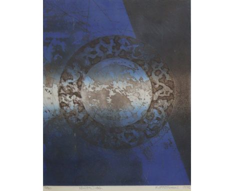 KURT WISNESKI (Contemporary). “Night Watch”.  Coloured etching, signed, titled, dated 1972 &amp; numbered 15/50 lower margin,