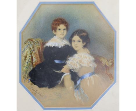 EMILY SCOTT (British, mid-19th century).  A portrait of John Granville Beaumont Pulteney, born April 21st 1836 &amp; his sist