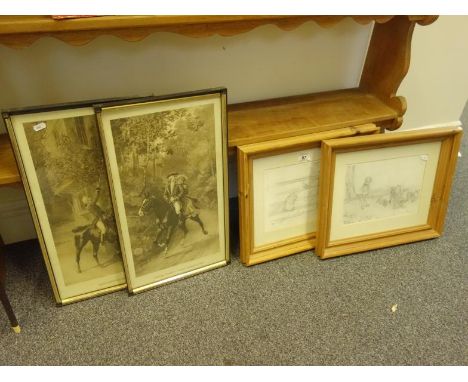 Pair of pine framed prints, after Shepherd depicting Winnie the Poo, each print 6" x 10" pair of classical Edwardian black an