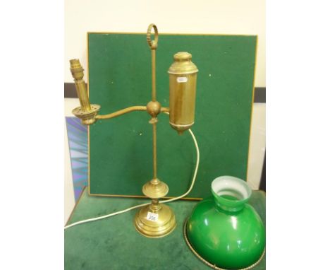 Antique style brass desk lamp, with green glass shade, 