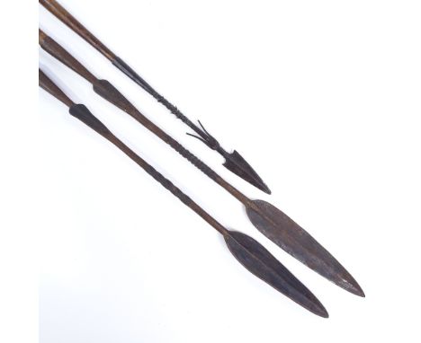 2 African hunting spears, and a fishing spear (3) 