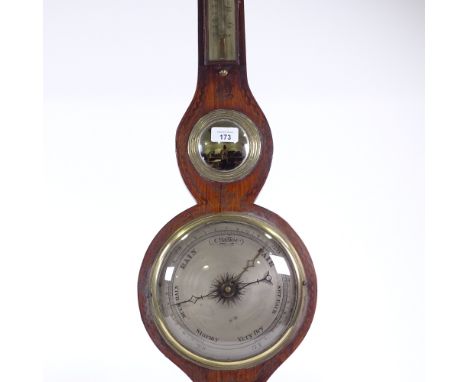 A 19th century rosewood-cased wheel barometer 