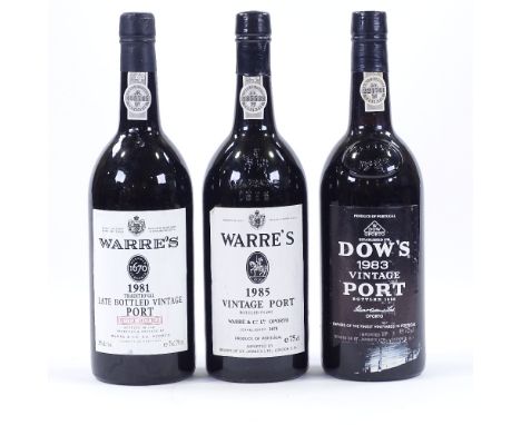 3 bottles of Port; Dows Vintage 1983, Warre's Vintage 1985, and LBV 1981 (3) 