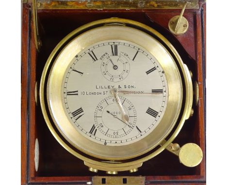 A fine quality 19th century 2-day marine chronometer by Lilley &amp; Son of London, circa 1895, the 10cm silvered dial signed