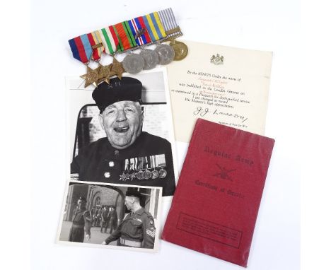 A group of 7 Second War and Korean War medals, to CH Taylor 22535192 Royal Artillery, with Army Service Book and photographs 