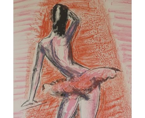 Hans Bendix, colour lithograph, ballet dancer, numbered from an edition of 100, image size 29" x 20", framed