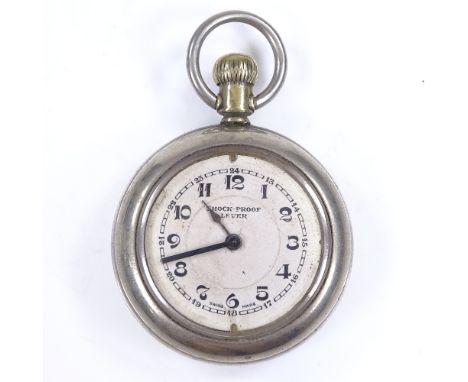 An American steel-cased open-face top-wind lever pocket watch, by The Waterbury Watch Company, case width 41mm, working order