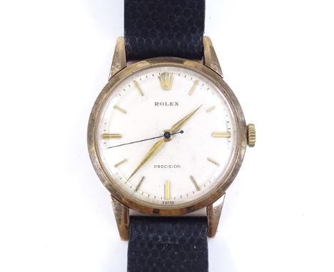 ROLEX - a 9ct gold Precision mechanical wristwatch, circa 1954, 17 jewel lever movement with centre sweep seconds hand and ap