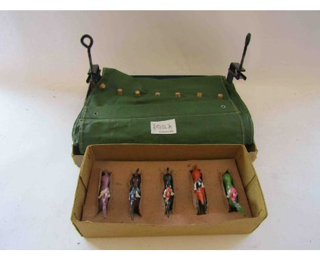 Escalado mechanical horse racing game, by Chad Valley, five intact lead horses, track, part of box (a/f)