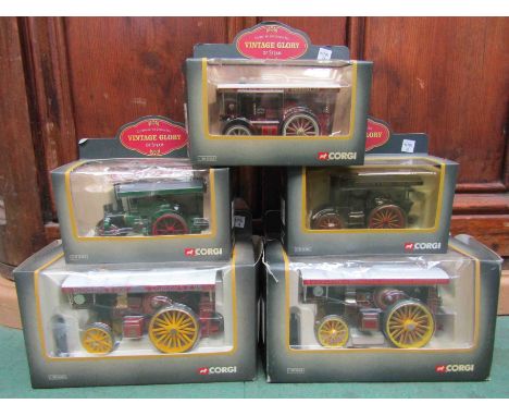 Five boxed Corgi 1:50 scale Vintage Glory of Steam models including Garrett 4CD Showman's tractor 'Little Billy' and Garrett 