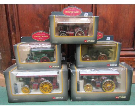 Five boxed Corgi 1:50 scale Vintage Glory of Steam models including Garrett 4CD Showman's tractor 'Little Billy' and Garrett 