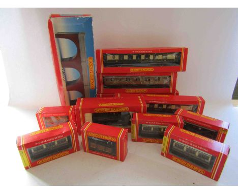 A boxed Hornby 00 gauge R.760 GWR PT Class 2721 0-6-0 locomotive together with nine items of rolling stock and an R.180 viadu