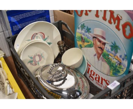 A selection of ceramics glass and decorations including Poole plates