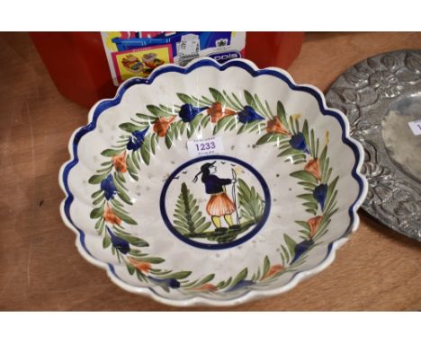 A French HB Quimper hand decorated bowl