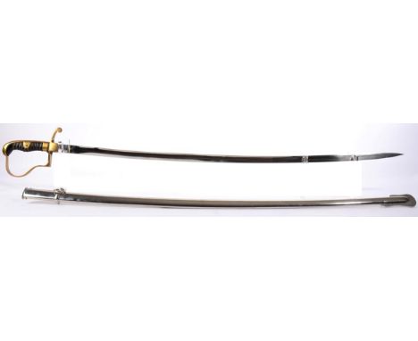 An Imperial German Army Officer's Sword, the 79.5cm single edge fullered steel blade with ACS and scales maker's mark for Alc