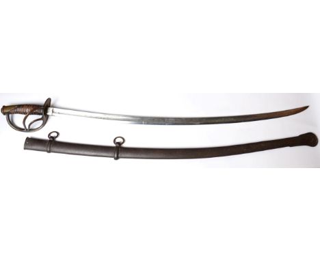 A US Model 1860 Cavalry Trooper's Sword, the 89cm single edge curved fullered steel blade stamped U.S./1865/A.G.M. to one sid