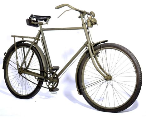 A Second World War Despatch Rider's Bicycle, later painted olive green, the frame stamped 6/VEH/17246, with Dunlop seat and t