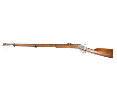 A Swedish Model 1867 Rolling Block Rifle, obsolete calibre, the steel barrel stamped with inspection marks, with hinged ladde