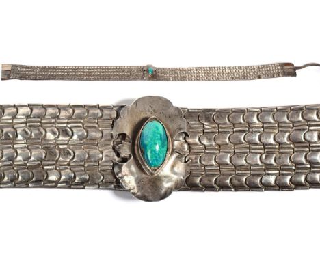 A 19th Century Eastern European ''Kossack'' Type Belt, the leather backing cover in four rows of silver scales centred by an 