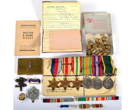 Second World War Group of Six, comprising 1939-1945 Star; Africa Star with 1st Army clasp; Italy Star; Defence Medal; War Med