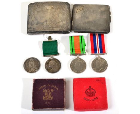 A Small Collection of Medals, Coins and Medallions, comprising a Victoria Long Service and Good Conduct Medal, unnamed; two s