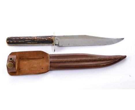 A Victorian Bowie Knife, clip point blade, the ricasso stamped, ''Brookes & Crookes, Sheffield, England'', nickel crossguard,