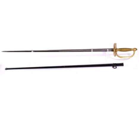 A French Fusilier's Sword, of 1796 pattern, the 81cm double edge steel blade with a narrow double fuller running for 41cm fro