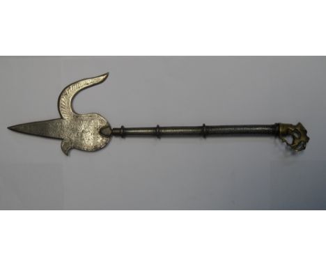 ‡A MALAYSIAN DAGGER (BADE BADE), 19TH CENTURY AND AN INDIAN ELEPHANT GOAD (ANCUS) the first with slightly curved single-edged