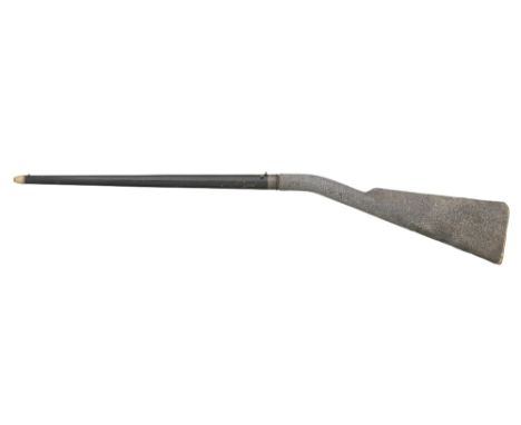 A CASED .35 CALIBRE AIR CANE, LATE 19TH CENTURY with rifled barrel sleeved in brass, button trigger at the breech end and tur