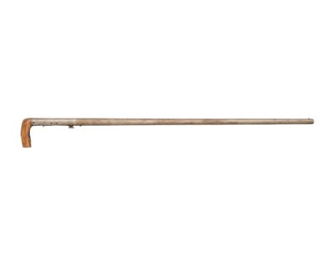 A 28 BORE DAY'S PATENT PERCUSSION UNDERHAMMER WALKING STICK GUN, BIRMINGHAM PROOF MARKS, NO.18 CIRCA 1840 with tapering sight