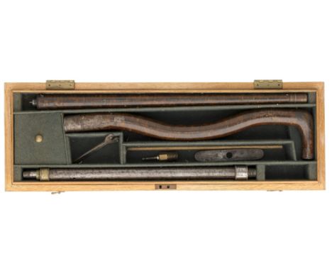 A CASED .32 CALIBRE AIR CANE BY G. E. LEWIS, BIRMINGHAM, LATE 19TH CENTURY with rifled barrel sleeved in brass, button trigge