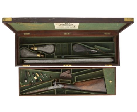 A CASED 14 BORE D.B. PERCUSSION SPORTING GUN BY JOHN MANTON & SON, 6 DOVER STREET, PICCADILLY, LONDON, CIRCA 1840 with sighte