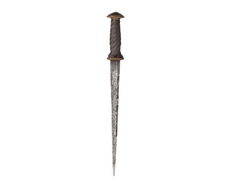 A RONDEL DAGGER, POSSIBLY LATE 15TH CENTURY, ITALIAN OR FRENCH with strongly tapering single-edged blade of triangular sectio